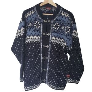 Gjestal Cardigan Sweater Exclusive Norway Nordic Wool Snowflake Unisex Clasp M